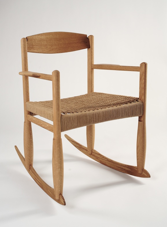 Peter Turner’s Arrow rocker is made of oak or ash, with a Danish paper cord seat.