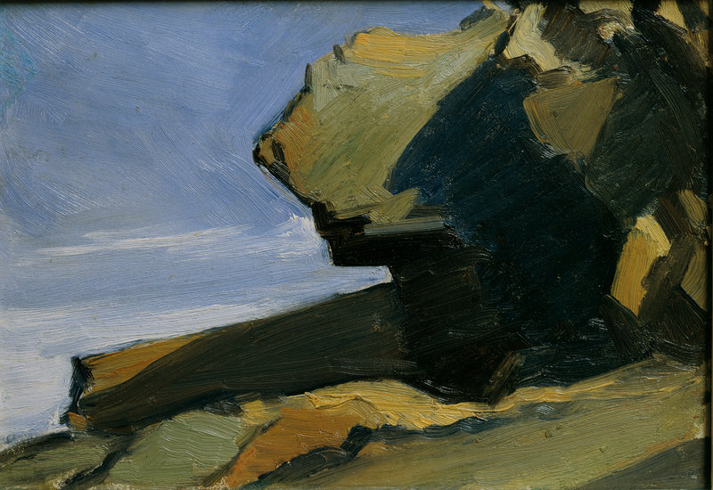 “Rocky Projection at Sea” by Edward Hopper, from the Hopper exhibition at Bowdoin College