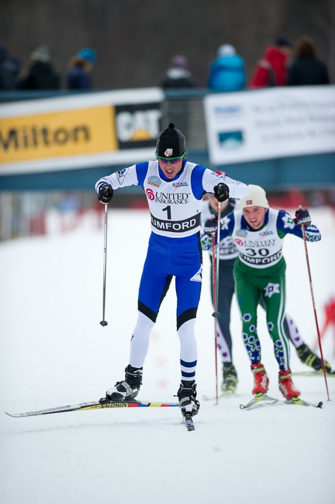 Coloradan Tad Elliot shows his considerable poling skills Thursday as he heads for victory in the men’s 15K freestyle.
