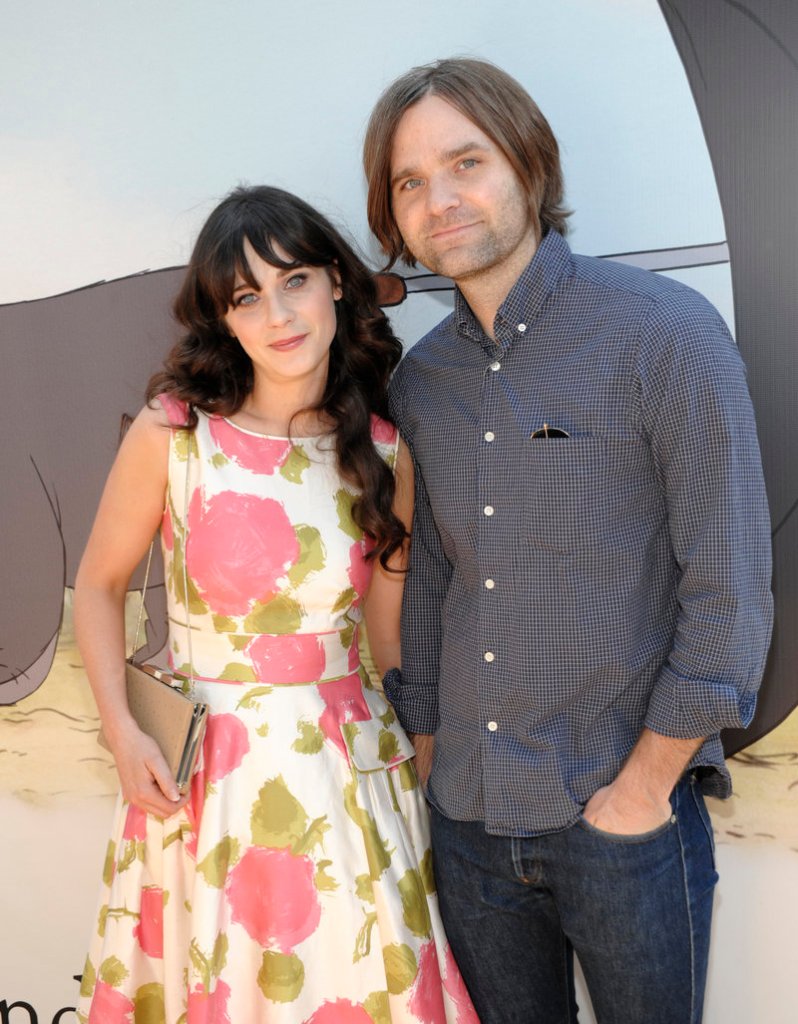 Actress Zooey Deschanel and singer-musician Ben Gibbard appear together in July 2010.