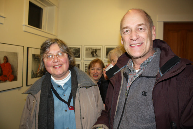 Yolanda Theunissen, curator of the Osher Map Library, and Richard Veit, who will show his abstract photography at Addison Woolley in April.