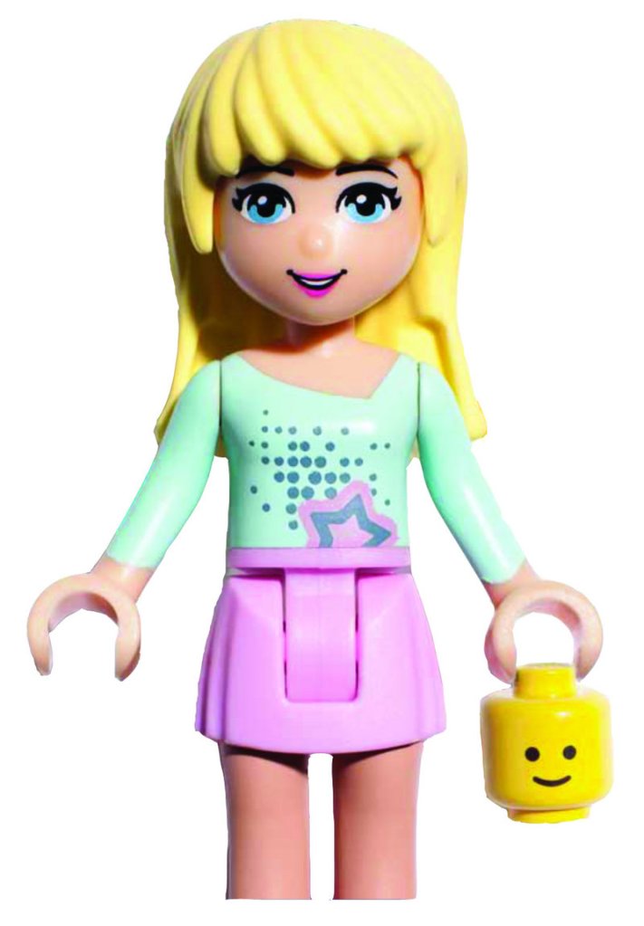 “Stephanie” and four other main characters in a new line of Lego products for girls like to “work on their tans” in a pool.