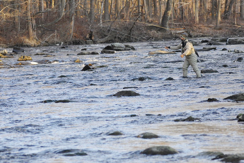 Sal Detarli of Canterbury, Conn., casts his line during this year’s Freeze Up. The annual event attracts fly fishermen from as far as New York and Connecticut.