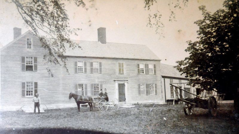 The Lt. Robert Brooks-Deacon Amos Chase house in Saco, above, as it was in the 1890s in a photo contributed by the current owners, Marjorie and Marc Cantara, and the house today, below.