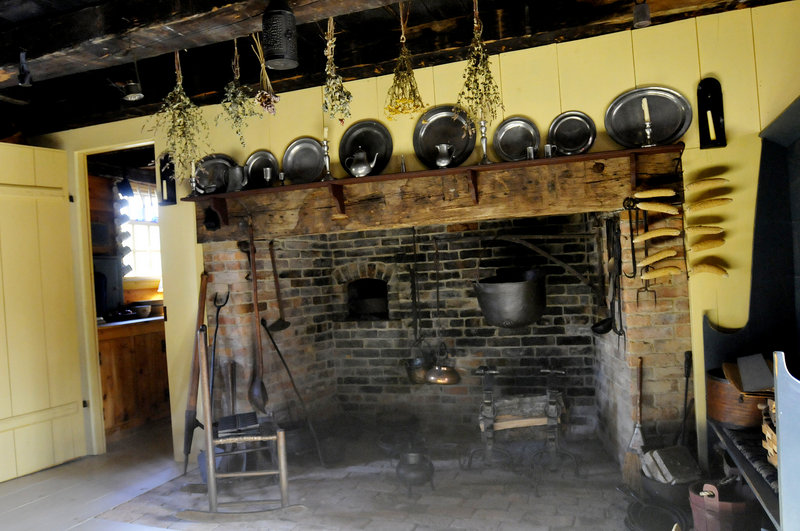 A restored cooking fireplace is a stunning feature in the kitchen of the Lt. Robert Brooks-Deacon Amos Chase house in Saco.