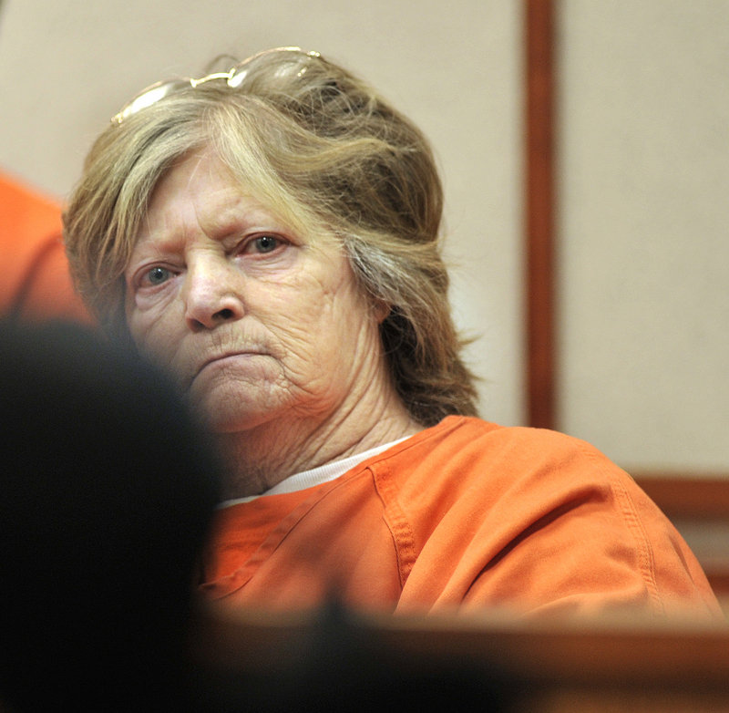 Carol Field, 66, of Standish appears in court in Portland Wednesday to face five charges of arson in Cumberland County. She is scheduled to be arraigned on five more charges of arson in York County on Friday.