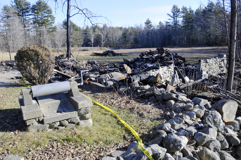 Arson damaged a barn that once stood at this Doles Ridge Road property in Limerick, pictured Wednesday. Carol Field of Standish is a suspect in this blaze and several others.