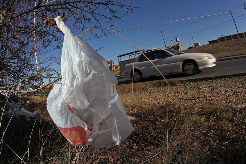 Plastic bags blowing across the landscape are a familiar sight with billions of the bags estimated to be used every year. Some cities are outlawing their use or charging customers to use them to encourage use of reusable bags.