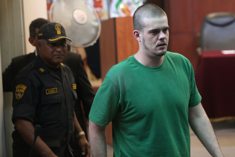 Joran van der Sloot arrives at the courtroom in Lima, Peru, on Friday for his sentence for the 2010 murder of Stephany Flores, a young woman he met at a Lima casino.