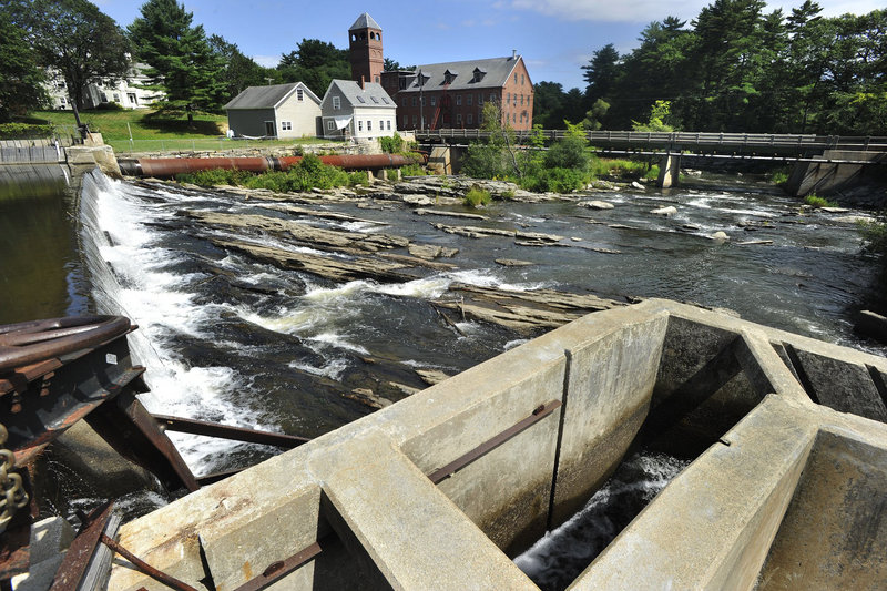 A public forum Thursday in Yarmouth took up a proposal by the town to remove a pair of structures from the Royal River – the Bridge Street Dam, above, and the East Elm Street Dam upriver.