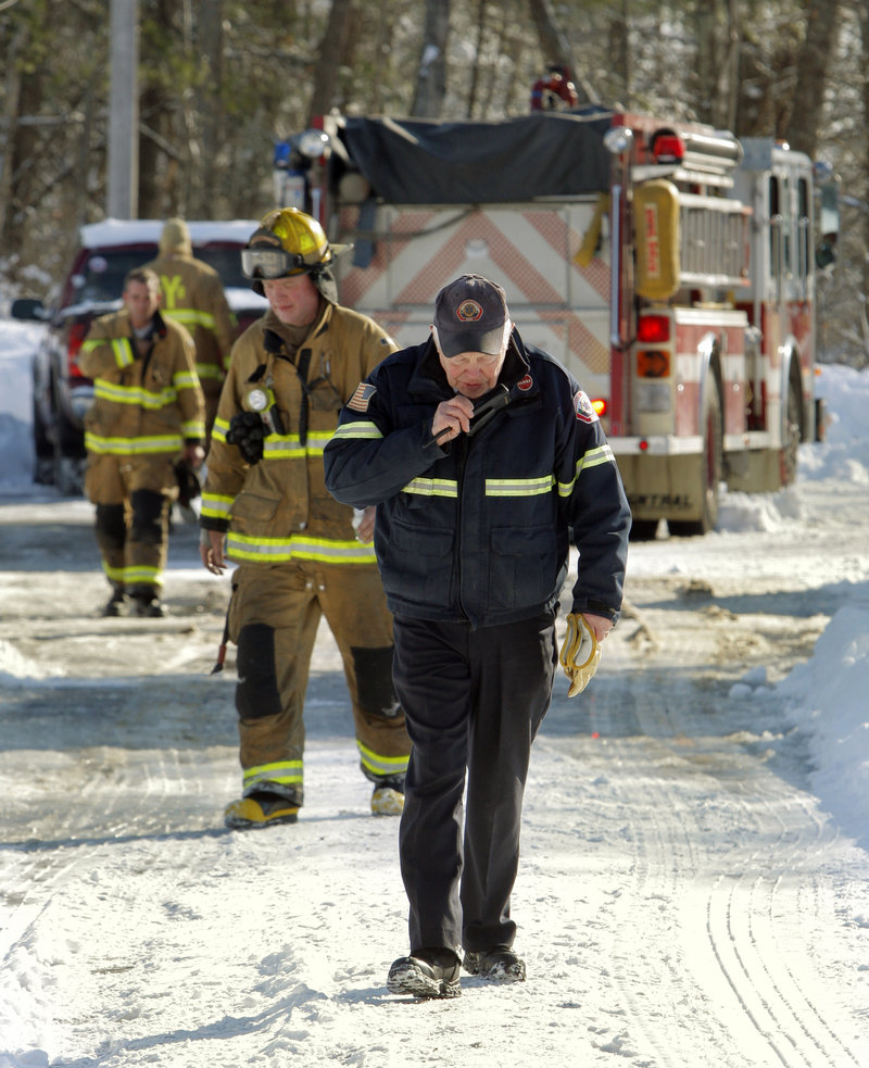Byron “Pat” Fairbanks, chief of the Yarmouth Fire Department, leaves the scene of a fire on East Main Street in Yarmouth earlier this month. Fairbanks is retiring after 55 years as a firefighter.