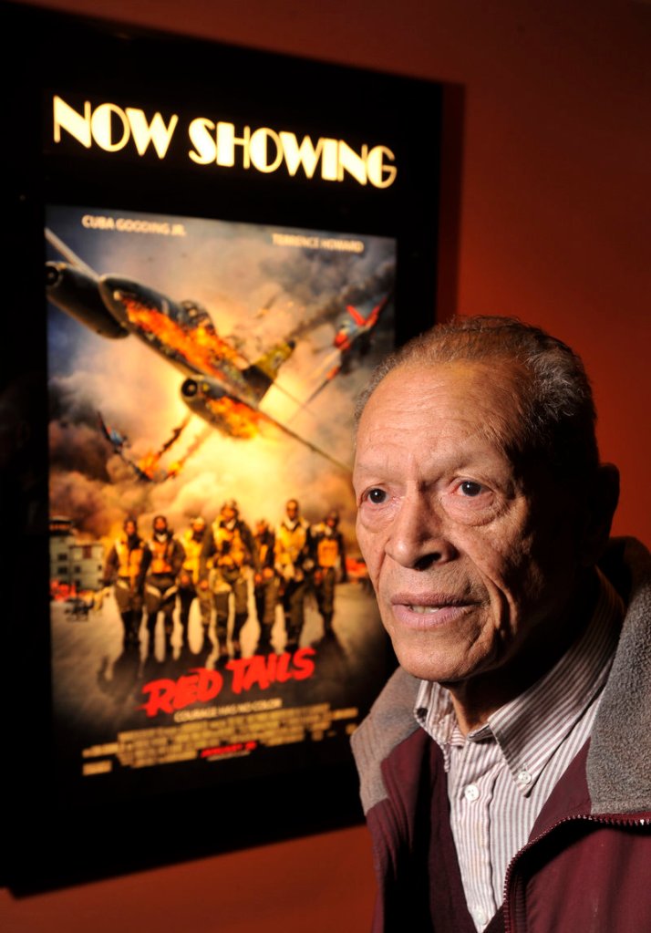 James Sheppard of South Portland, one of the Tuskegee Airmen, went to see “Red Tails,” a fictionalized account of his all-black fighter group’s heroics and the racism they faced, as the film opened on Friday at the Cinemagic Grand at Clarks Pond in South Portland.