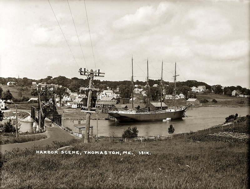 This view of Thomaston Harbor is from “Knox County Through Eastern’s Eye,” an exhibition of photographs from the Penobscot Marine Museum’s Eastern Illustrating Collection, on view through Tuesday at the Camden Public Library.