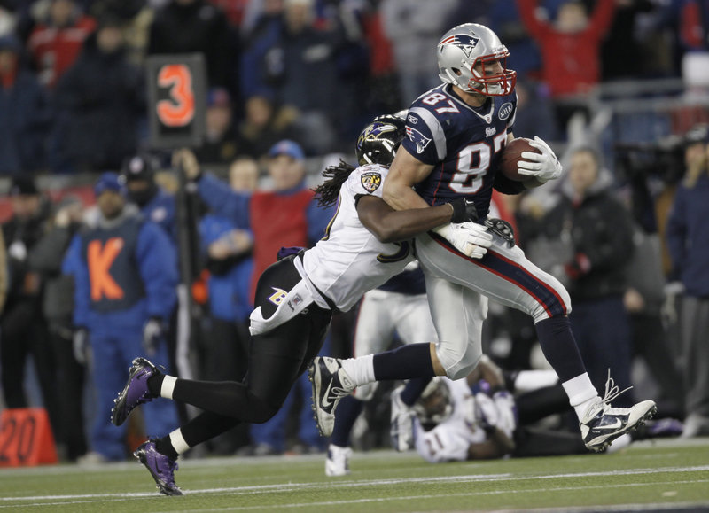 Rob Gronkowski, who made five catches against the Ravens in last week’s AFC championship game, has become a game breaker for the Patriots, setting an NFL record with 17 TD catches by a tight end. He also caught 90 passes, fifth-highest in the league among all receivers.