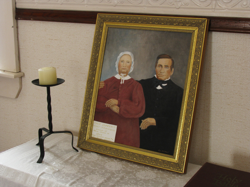 A painting by Roger Sprague depicts Wingate and Mary Haines, Quakers from Hallowell who were the founders of Friends Church in Maple Grove and “conductors” along the Underground Railroad.