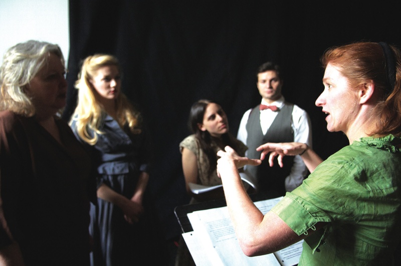 Director Sally Wood, far right, discusses “Hidden Tennessee” with the cast (from left, Maureen Butler, Courtney Moors, Sarah Lord and Justin Adams). The show previews Tuesday to Thursday, and opens Friday at Portland Stage Company, 25A Forest Ave. It includes one-act plays and a short story. Tickets are $15 to $39. Call 774-0465 or visit portlandstage.org.
