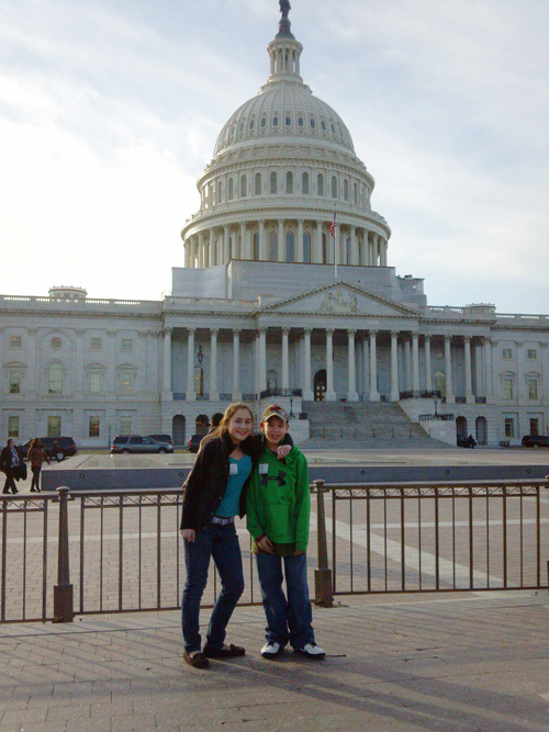 Casey Benner and Zach Jones, photographed in front of the Capitol on Thursday.