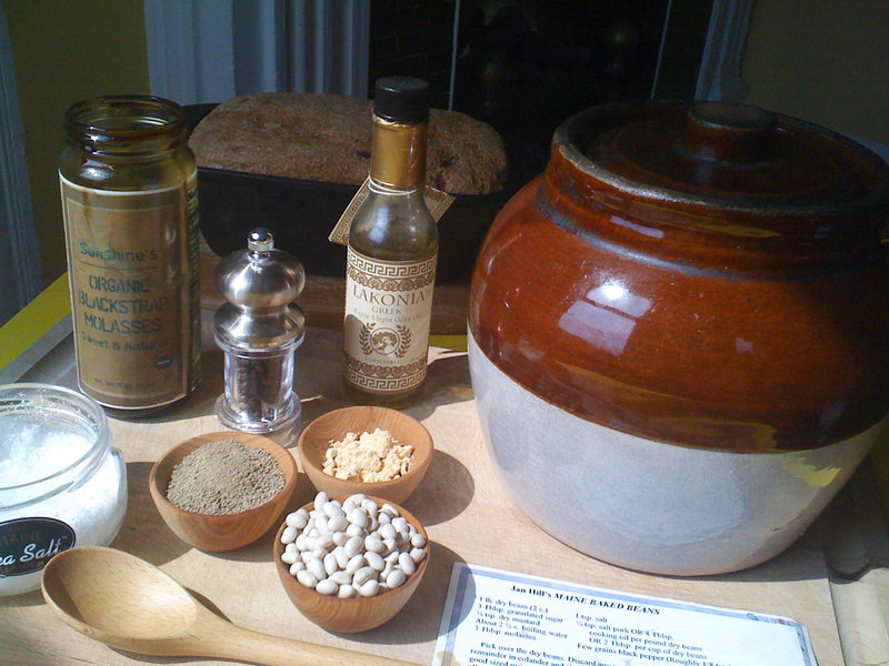Baked beans call for four essential ingredients: a ceramic bean pot, dry beans, seasoning and time.
