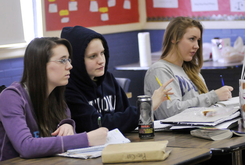 Donatelli's students include, from left, Ashley Whalen, Elaine Beech and Robyn Waugh.