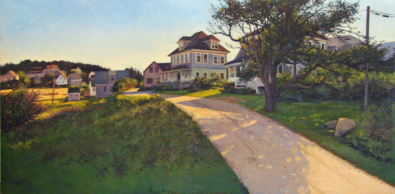 "Main Street, Monhegan", a painting by Kevin Beers.