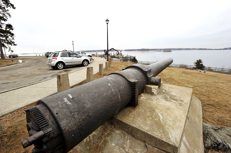 A cannon recovered from the USS Maine, which was sunk in Havana, Cuba, in 1898, is one of the historic features in Fort Allen Park on Portland’s Eastern Promenade.