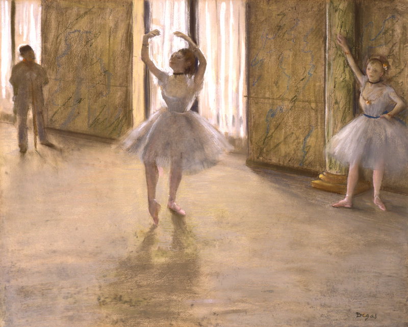 “Le Lecon de Danse (The Dancing Lesson),” circa 1877, pastel on monoprint on paper.