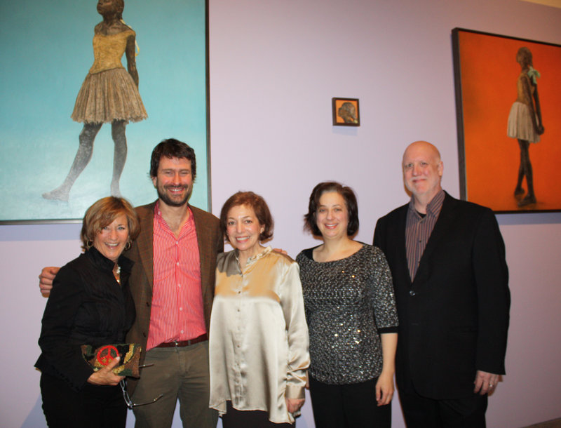 Artist Jane Sutherland, center, stands in front of her Degas-inspired paintings with Melinda Weber, Dan Sonenberg, Jennifer Elowitch and Douglas Chene.