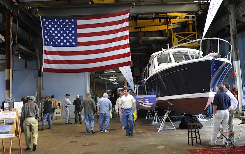 A crowd walks through the Portland Company Complex during the Maine Boatbuilders Show on Sunday, March 18, 2012.