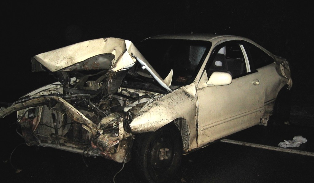 Police released this photo of the car Lucas Creamer was driving after allegedly speeding away from authorities and crashing.
