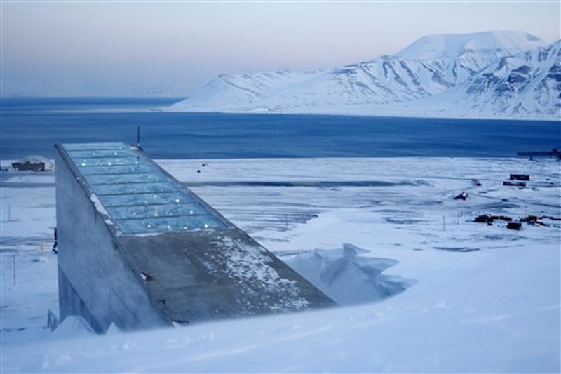 This February 2008 file photo shows the Svalbard Global Seed Vault in Norway. Chick peas, fava beans and other seeds from a facility in strife-torn Syria are among the 25,000 new samples being deposited this week in an Arctic seed vault built to protect food crops from wars and natural disasters, officials said. (AP Photo/Hakon Mosvold Larsen/Scanpix Norway)