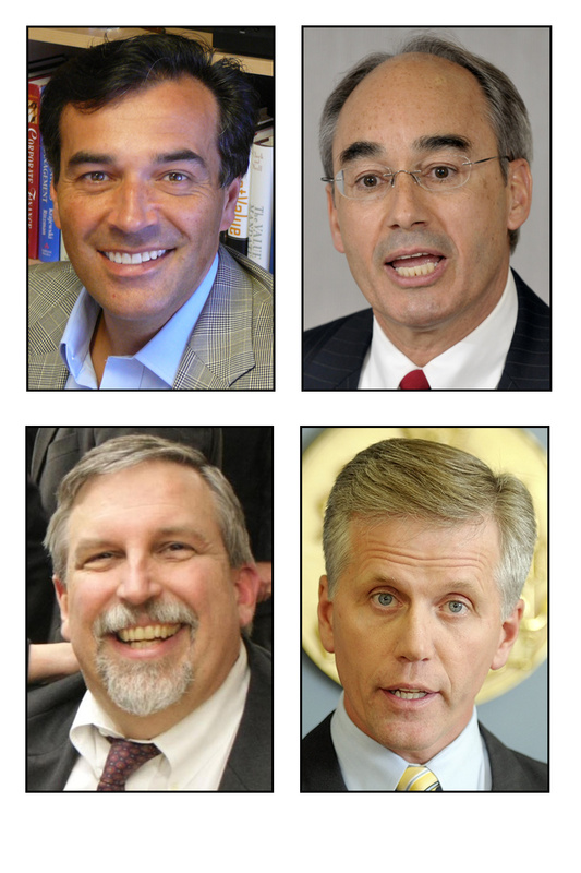 For big-name Maine Republicans entered the U.S. Senate race Friday. Clockwise from top left, they are: former Maine Senate President Rick Bennett; state Treasurer Bruce Poliquin; Secretary of State Charlie Summers; and Maine Attorney General Bill Schneider.