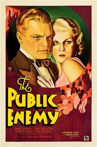 Pposter for the 1931 film "The Public Enemy," featuring James Cagney.