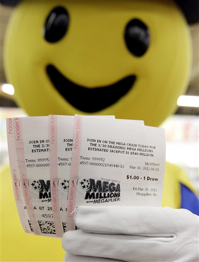 Some of the Mega Millions lottery tickets that were given away to the first 540 people at a store in Zionsville, Ind., today.