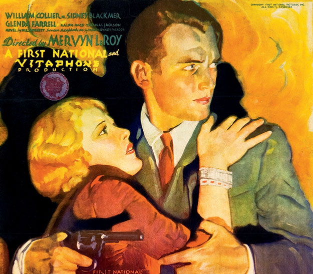 Detail of a movie poster for the 1931 film "Little Caesar," featuring Douglas Fairbanks Jr.