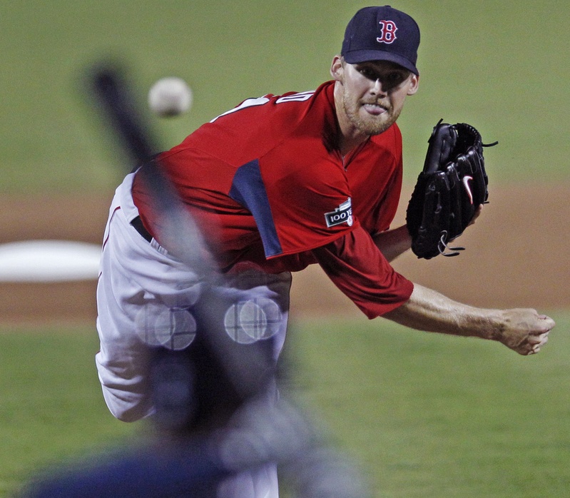 Boston Red Sox starter Daniel Bard delivers against the Tampa Bay Rays on March 10. Bard's numbers on Sunday weren't great, but, he said, "Today was the first game that I can actually say I felt like a starting pitcher out there."