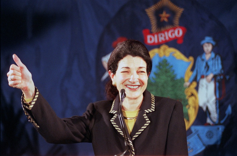 Olympia Snowe acknowledges the cheers of her supporters after claiming victory in her bid for re-election on 2000. Her retirement has set off a scramble for Maine's congressional seats.