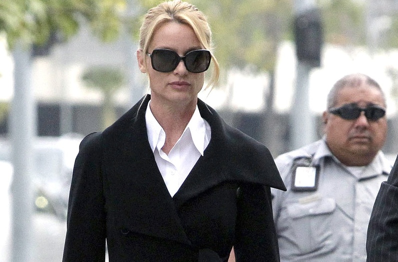 Nicollette Sheridan arrives at court in Los Angeles last week. A judge declared a mistrial in her case Monday.