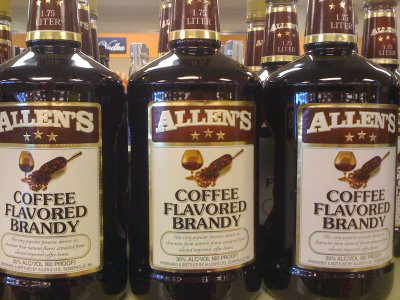 Four different sizes of Allen's Coffee Flavored Brandy finished in the Top 10 brands of liquor sold in Maine in 2011.