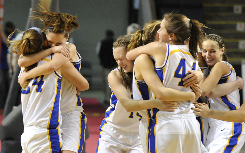The Lake Region girls certainly had reason to celebrate last Saturday after beating Greely to capture the Western Class B championship. The Lakers are looking for one more celebration, but need to beat Presque Isle tonight at the Bangor Auditorium.