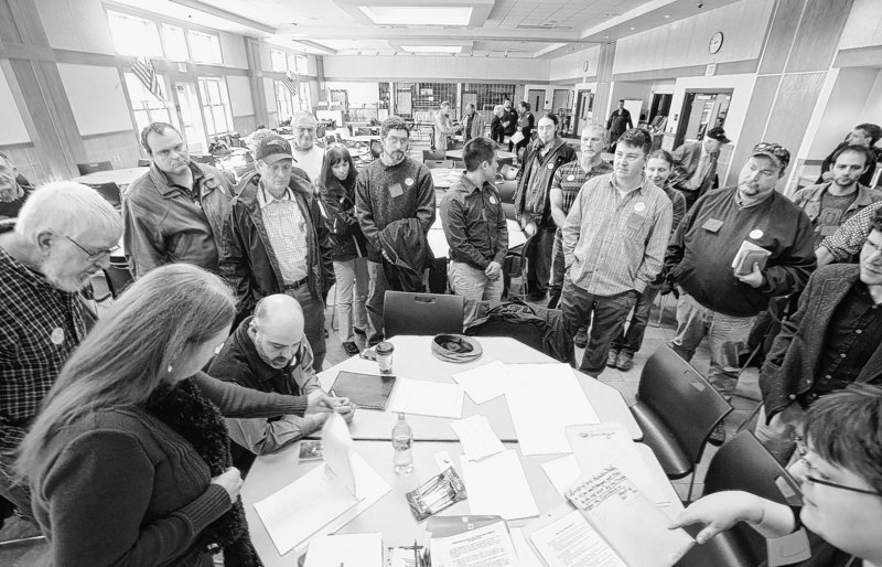 Republicans participate in a caucus at Westbrook Middle School on Feb. 5. Letter writers want to know when the GOP will post results of who was elected to the state convention, and question whether the arcane process limits the participation of Mainers.