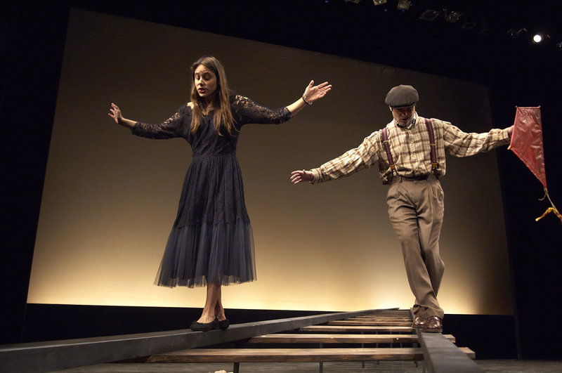 Sarah Lord and Justin Adams walk the railroad tracks in a scene from "This Property is Condemned," one of the one-act plays featured in Portland Stage Company's new production, "Hidden Tennessee," by Tennessee Williams.