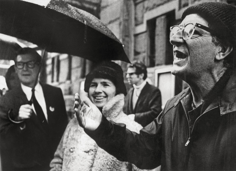 Paul Goodman at an anti-war protest with fellow writer and activist Grace Paley.