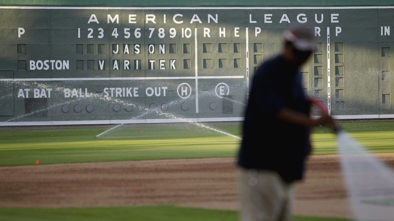 Jason Varitek, who will officially retire today, was honored by having his name displayed on the JetBlue Park scoreboard Wednesday at Fort Myers, Fla.