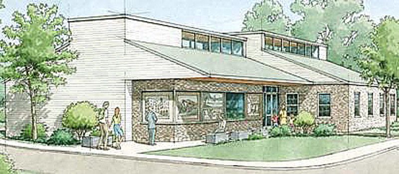 An architect’s rendering shows the planned design of the new Yarmouth History Center on East Elm Street.
