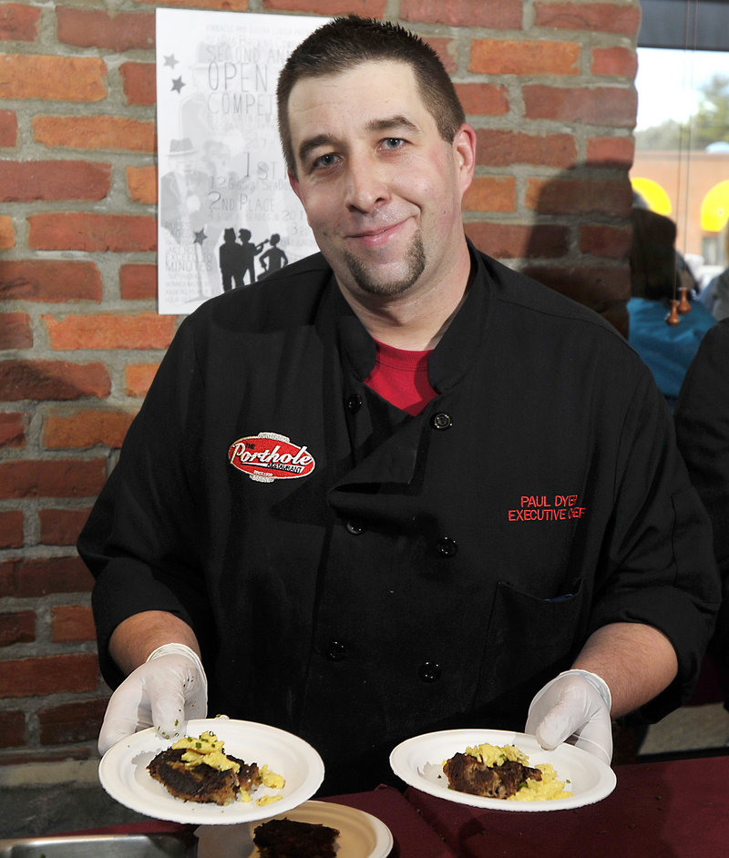Paul Dyer, chef at The Porthole Restaurant in Portland, served his hash with scrambled eggs at last week’s Incredible Breakfast Cook-Off.
