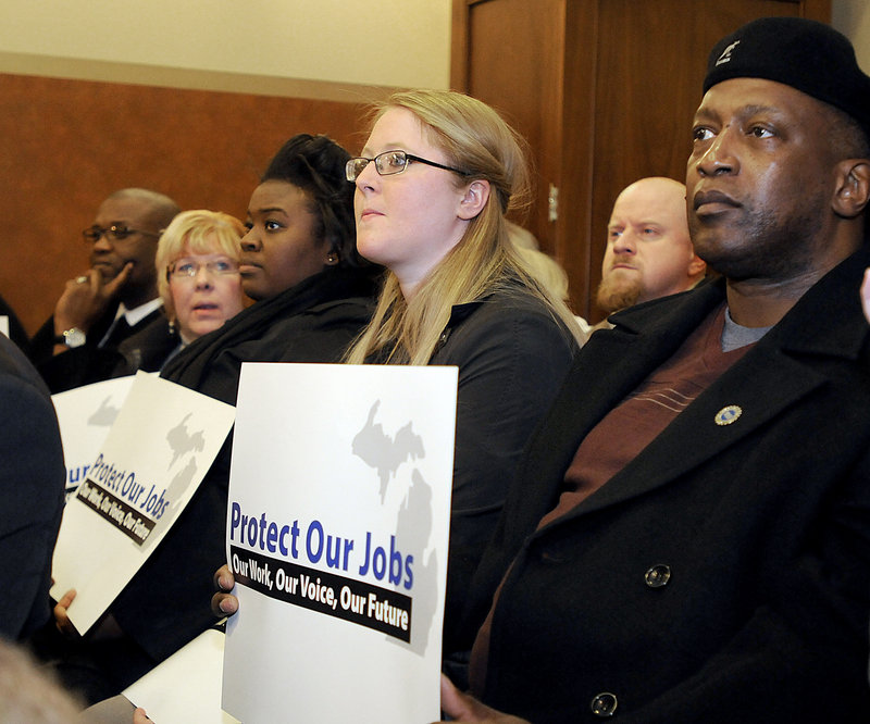Backers of Protect Our Jobs launch a campaign Tuesday in Lansing, Mich., to put a constitutional amendment to shield collective bargaining rights on the statewide ballot this fall. Republicans say the union proposal is a power grab.