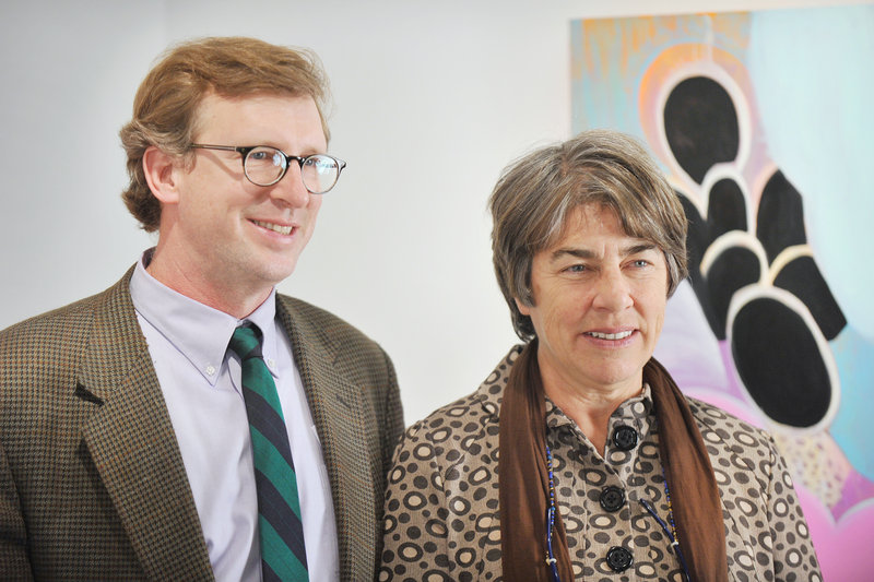 Maine College of Art President Don Tuski and Roxanne Quimby announce a joint project on Tuesday.