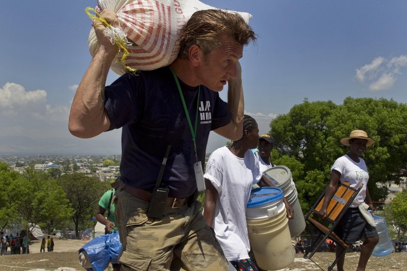 Actor Sean Penn is shown helping quake victims in Haiti in 2010.
