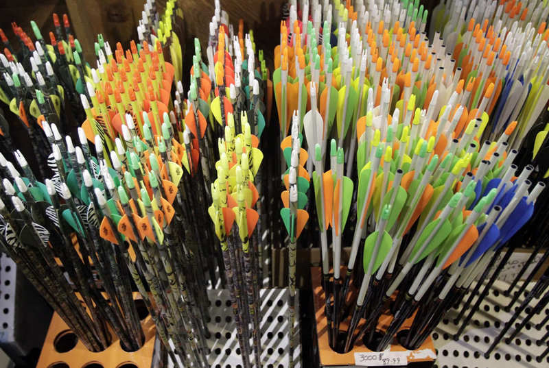 Fletched arrows await at an archery range in California. Long on the fringes, archery is now regaining cachet thanks to films such as “The Hunger Games” and the upcoming Olympics.