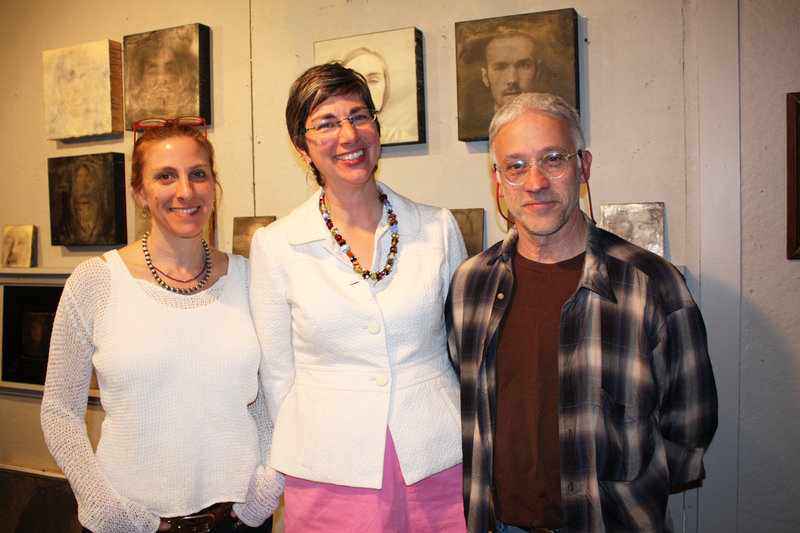 Shoshannah White in her studio with Jessica Tomlinson and Henry Wolyniec.